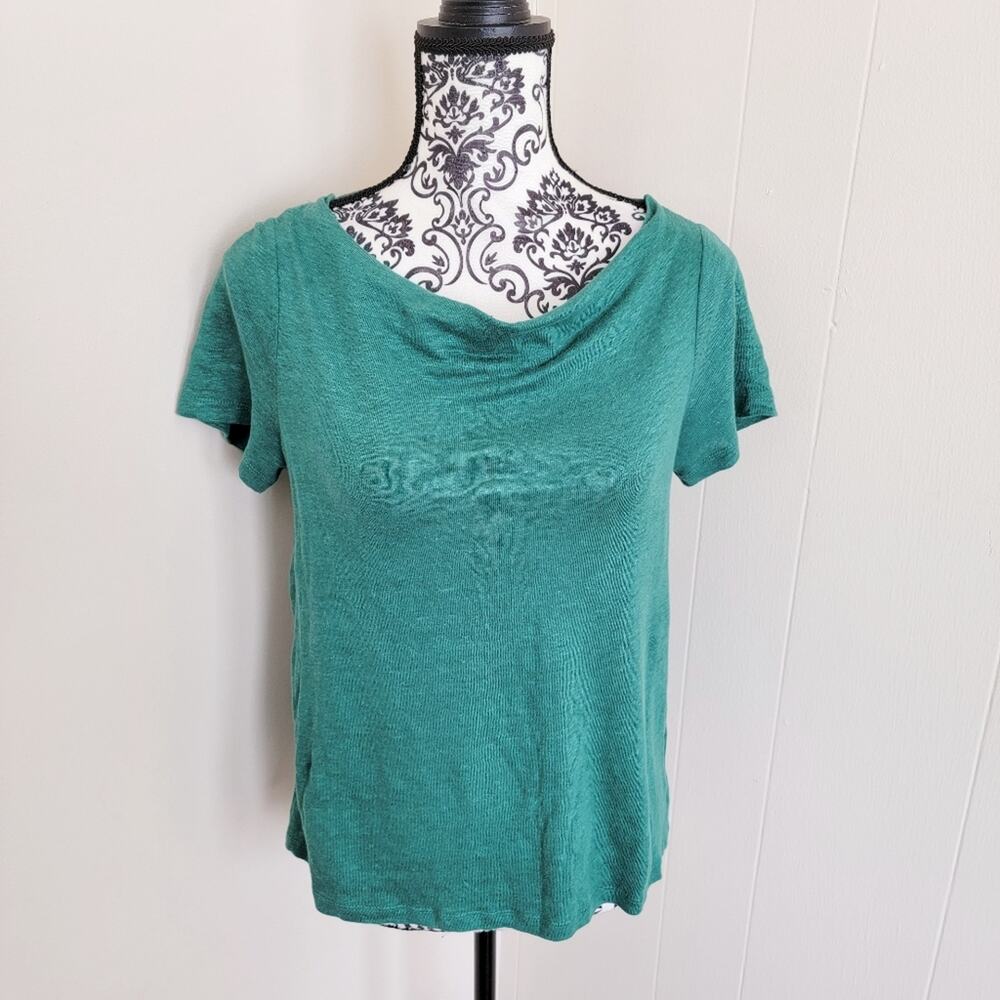Anthro Maeve Horizon Rear Twist Linen Tee - Picture 2 of 5